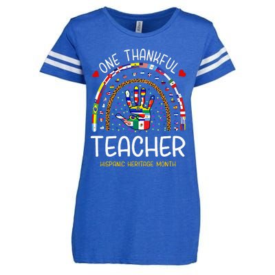 One Thankful Teacher Hispanic Heritage month Countries Flags Enza Ladies Jersey Football T-Shirt