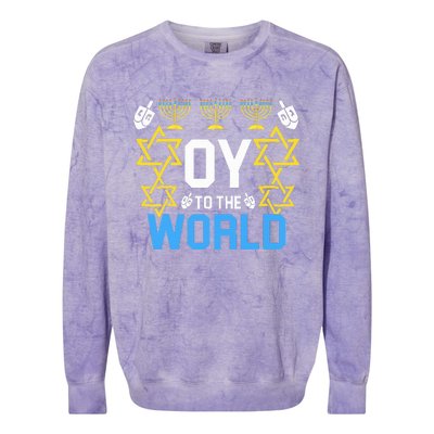 Oy to the World Hanukkah Funny Jewish  Colorblast Crewneck Sweatshirt