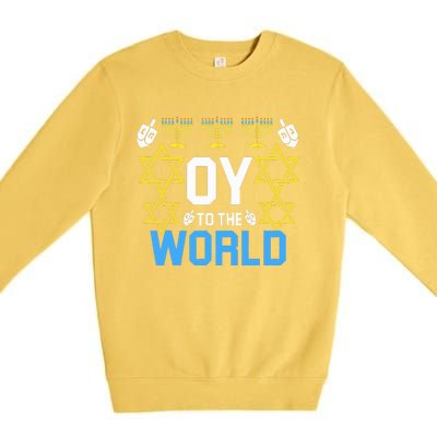 Oy to the World Hanukkah Funny Jewish  Premium Crewneck Sweatshirt