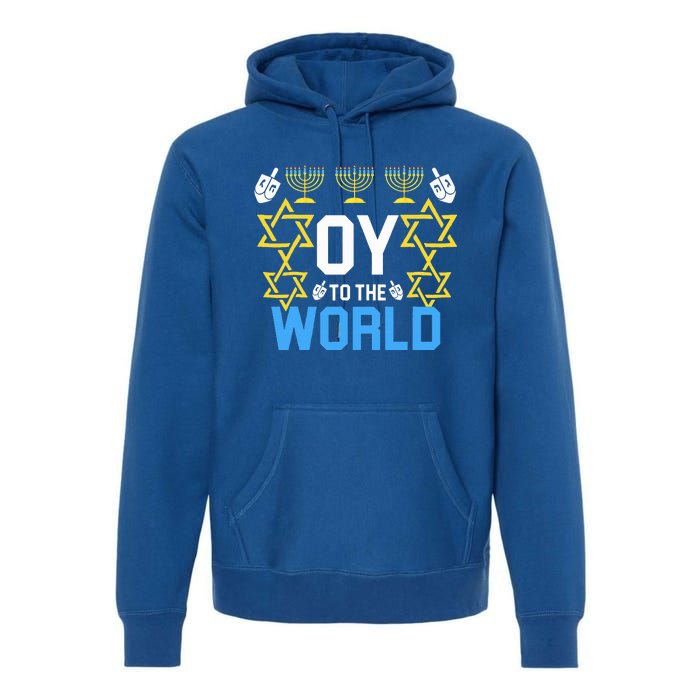 Oy to the World Hanukkah Funny Jewish  Premium Hoodie