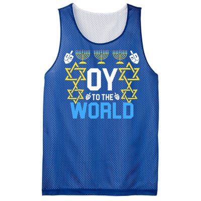 Oy to the World Hanukkah Funny Jewish  Mesh Reversible Basketball Jersey Tank