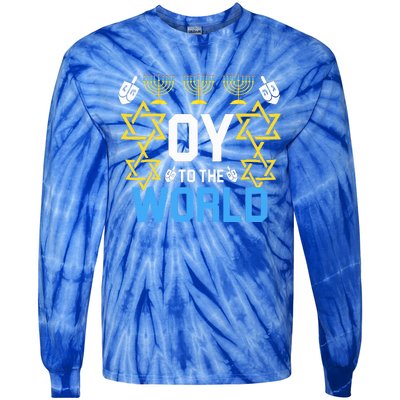 Oy to the World Hanukkah Funny Jewish  Tie-Dye Long Sleeve Shirt