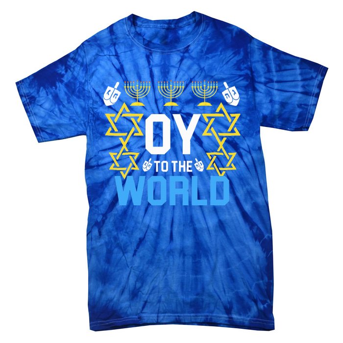 Oy to the World Hanukkah Funny Jewish  Tie-Dye T-Shirt