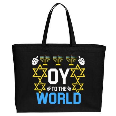 Oy to the World Hanukkah Funny Jewish  Cotton Canvas Jumbo Tote