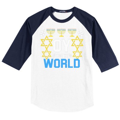 Oy to the World Hanukkah Funny Jewish  Baseball Sleeve Shirt