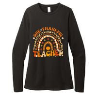 One Thankful Teacher Thanksgiving Rainbow Leopard Fall  Womens CVC Long Sleeve Shirt