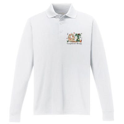 Occupational Therapy Therapist Christmas OT OTA Performance Long Sleeve Polo