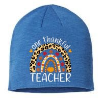 One Thankful Teacher Rainbow Leopard Teachers Thanksgiving Sustainable Beanie