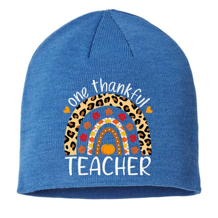 One Thankful Teacher Rainbow Leopard Teachers Thanksgiving Sustainable Beanie