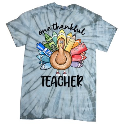 One Thankful Teacher Thanksgiving Turkey Tie-Dye T-Shirt