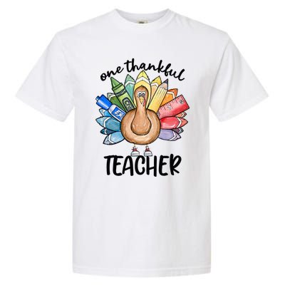 One Thankful Teacher Thanksgiving Turkey Garment-Dyed Heavyweight T-Shirt