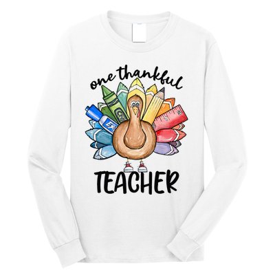 One Thankful Teacher Thanksgiving Turkey Long Sleeve Shirt