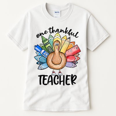 One Thankful Teacher Thanksgiving Turkey Tall T-Shirt