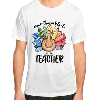 One Thankful Teacher Thanksgiving Turkey Adult ChromaSoft Performance T-Shirt