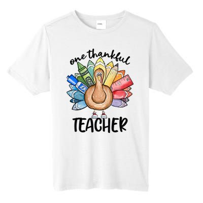 One Thankful Teacher Thanksgiving Turkey Tall Fusion ChromaSoft Performance T-Shirt