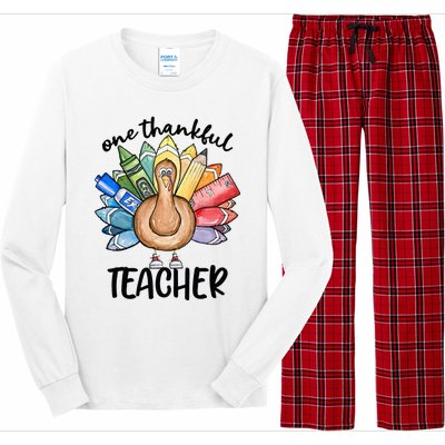 One Thankful Teacher Thanksgiving Turkey Long Sleeve Pajama Set