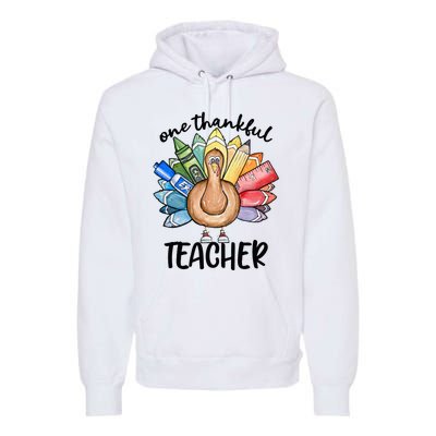 One Thankful Teacher Thanksgiving Turkey Premium Hoodie