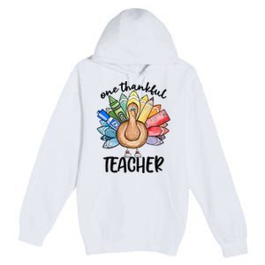 One Thankful Teacher Thanksgiving Turkey Premium Pullover Hoodie