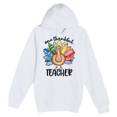 One Thankful Teacher Thanksgiving Turkey Premium Pullover Hoodie