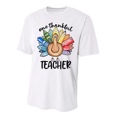 One Thankful Teacher Thanksgiving Turkey Performance Sprint T-Shirt