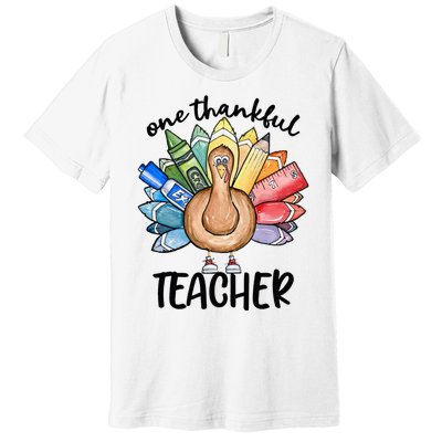 One Thankful Teacher Thanksgiving Turkey Premium T-Shirt