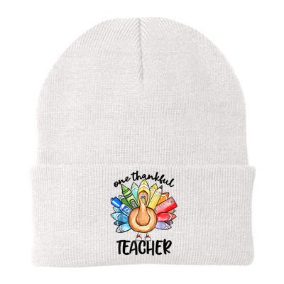 One Thankful Teacher Thanksgiving Turkey Cute Pencil Knit Cap Winter Beanie