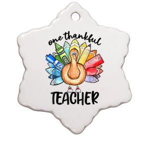 One Thankful Teacher Thanksgiving Turkey Cute Pencil Ceramic Star Ornament