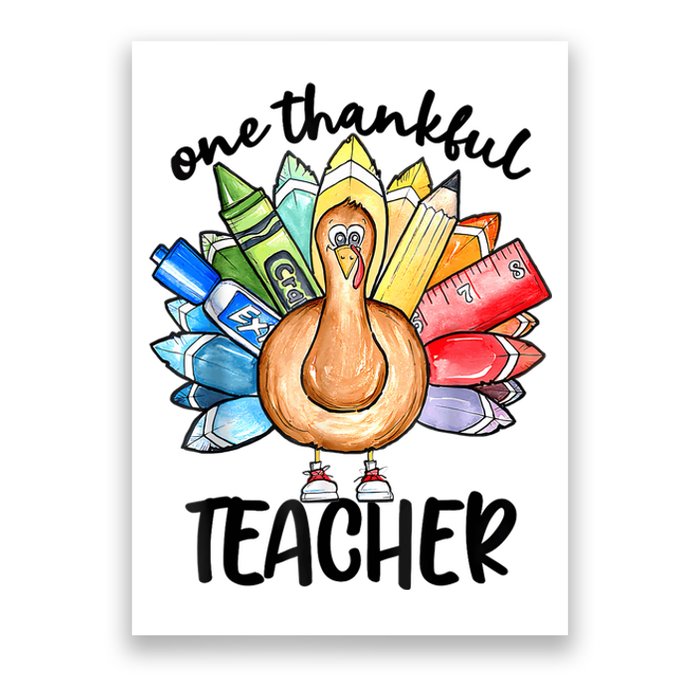 One Thankful Teacher Thanksgiving Turkey Cute Pencil Poster