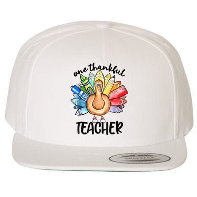 One Thankful Teacher Thanksgiving Turkey Cute Pencil Wool Snapback Cap