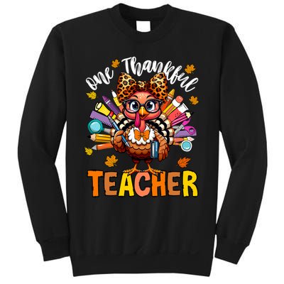 One Thankful Teacher Thanksgiving Turkey Cute Pencil Sweatshirt