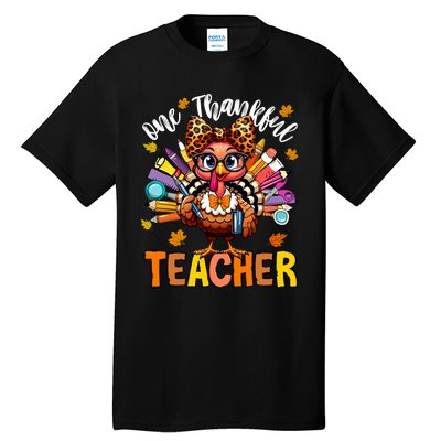 One Thankful Teacher Thanksgiving Turkey Cute Pencil Tall T-Shirt