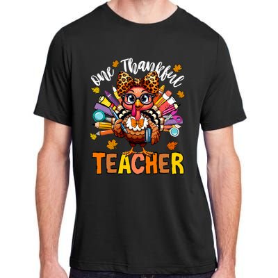 One Thankful Teacher Thanksgiving Turkey Cute Pencil Adult ChromaSoft Performance T-Shirt