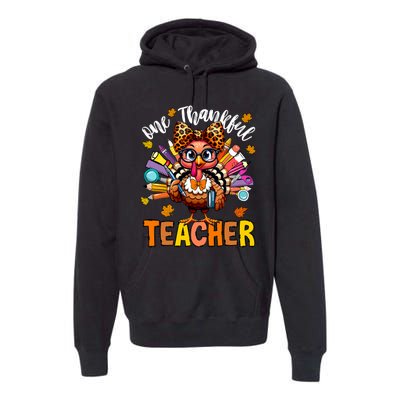 One Thankful Teacher Thanksgiving Turkey Cute Pencil Premium Hoodie