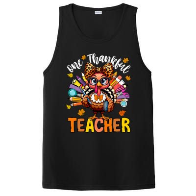 One Thankful Teacher Thanksgiving Turkey Cute Pencil PosiCharge Competitor Tank