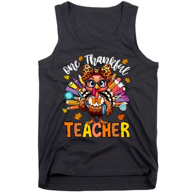 One Thankful Teacher Thanksgiving Turkey Cute Pencil Tank Top