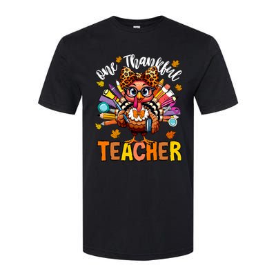 One Thankful Teacher Thanksgiving Turkey Cute Pencil Softstyle® CVC T-Shirt