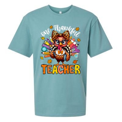 One Thankful Teacher Thanksgiving Turkey Cute Pencil Sueded Cloud Jersey T-Shirt