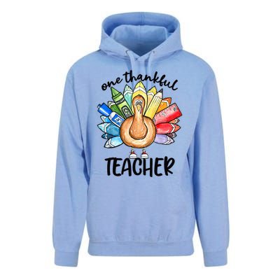 One Thankful Teacher Thanksgiving Turkey Cute Pencil Unisex Surf Hoodie