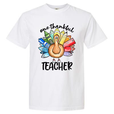 One Thankful Teacher Thanksgiving Turkey Cute Pencil Garment-Dyed Heavyweight T-Shirt