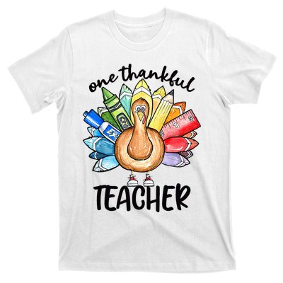 One Thankful Teacher Thanksgiving Turkey Cute Pencil T-Shirt