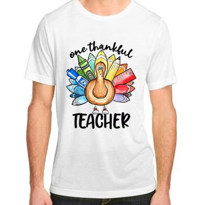 One Thankful Teacher Thanksgiving Turkey Cute Pencil Adult ChromaSoft Performance T-Shirt