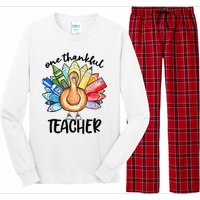 One Thankful Teacher Thanksgiving Turkey Cute Pencil Long Sleeve Pajama Set