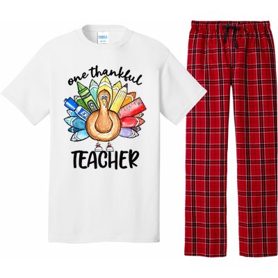 One Thankful Teacher Thanksgiving Turkey Cute Pencil Pajama Set