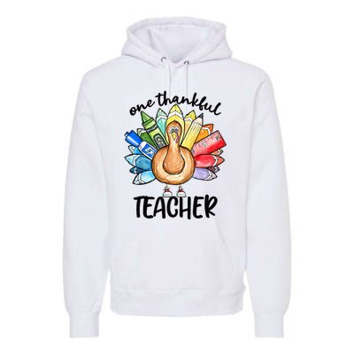 One Thankful Teacher Thanksgiving Turkey Cute Pencil Premium Hoodie