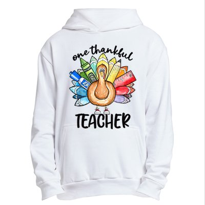 One Thankful Teacher Thanksgiving Turkey Cute Pencil Urban Pullover Hoodie