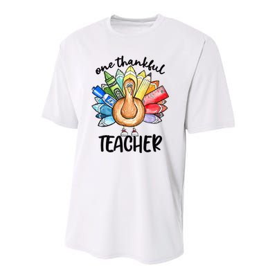 One Thankful Teacher Thanksgiving Turkey Cute Pencil Youth Performance Sprint T-Shirt