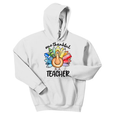 One Thankful Teacher Thanksgiving Turkey Cute Pencil Kids Hoodie