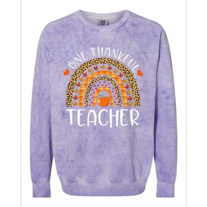 One Thankful Teacher Thanksgiving Rainbow Leopard Fall Funny Colorblast Crewneck Sweatshirt