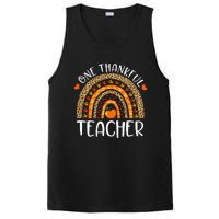 One Thankful Teacher Thanksgiving Rainbow Leopard Fall Funny PosiCharge Competitor Tank