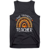 One Thankful Teacher Thanksgiving Rainbow Leopard Fall Funny Tank Top